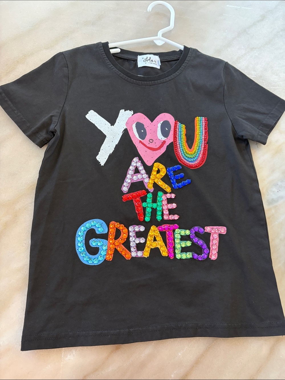 Lola + The Boys Black Graphic Sequin 'You Are The Greatest' Tee